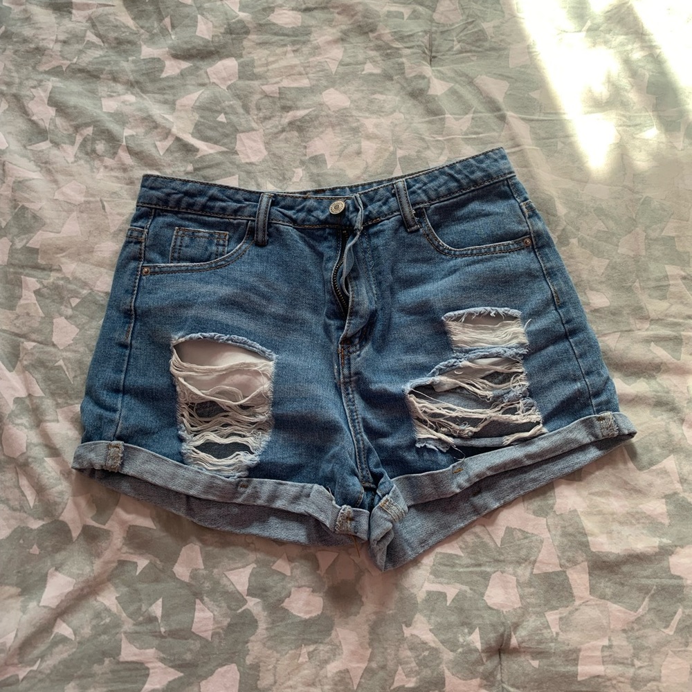 Blue Ripped Shorts